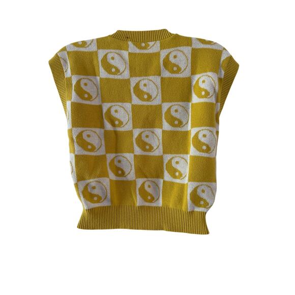 Gold & White Yin Yang Checkered Sweater Vest - Picture 2 of 8